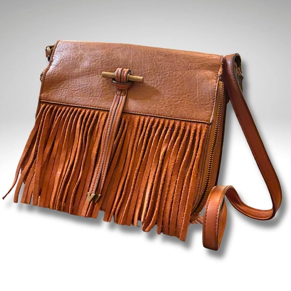Handbags - Equestrian Style Brown Fringe Crossbody Bag Saddle Inspired